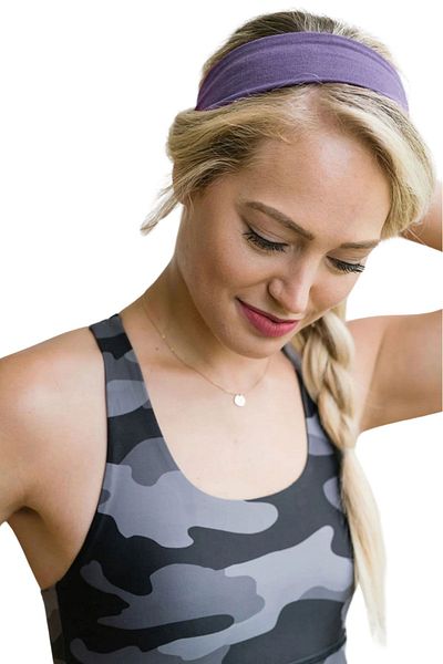 Salvia Dione Bandă de păr sport din bumbac lycra violet deschis - femei/bărbați, fitness/tenis/yoga/pilates