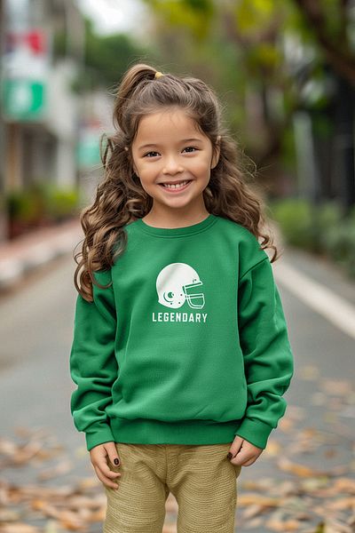 TRENDYOLKIDS Unisex Green Patterned Crew Neck Sweatshirt - TKDAW25SW00005