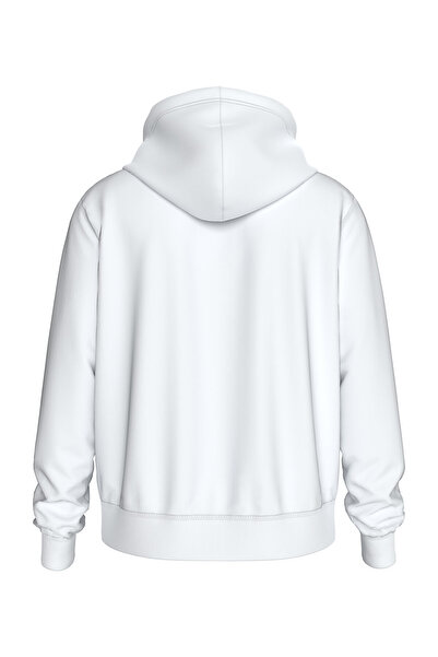 Calvin Klein Kadın MONOLOGO REGULAR HOODIE Sweatshirt-Beyaz