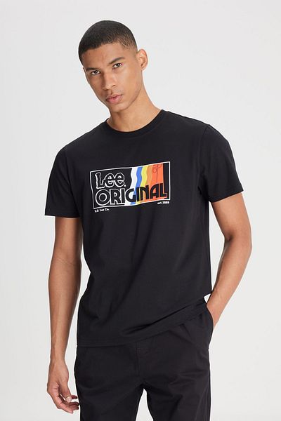 Lee Regular Fit Regular Cut Crew Neck 100% Cotton Black T-Shirt