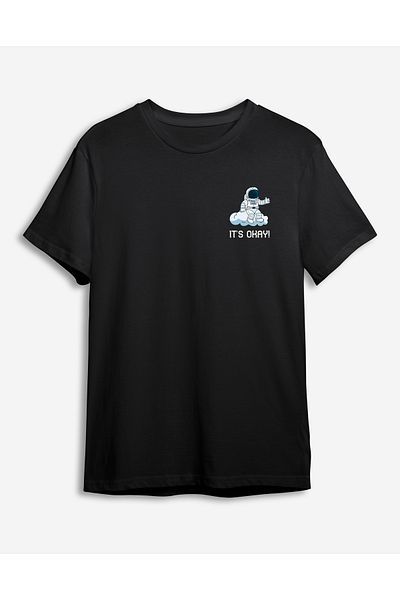 Trendyol Collection Κείμενο εμπριμέ μαύρο T-shirt - Κανονική κοπή TMNSS24TS00224