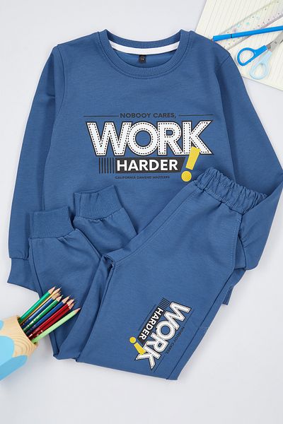 TRENDYOLKIDS Indigo Boy's Seasonal Fine Patterned Set - Knitted Top and Bottom Set Tkdaw25au00029