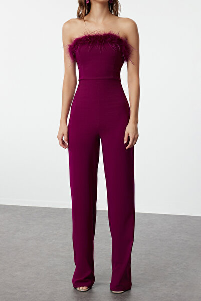 Trendyol Collection Otrish Woven Purple Jumpsuit - Wide Leg TPRSS24TU00006