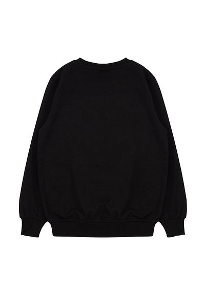 TRENDYOLKIDS Boy's Black Seasonal Sweatshirt - Thin Tiger Pattern, Crew Neck Tkdaw25sw00007