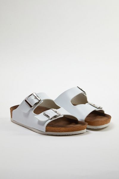 TRENDYOL SHOES Double Buckle White Women's Slippers - Takss24Te00004
