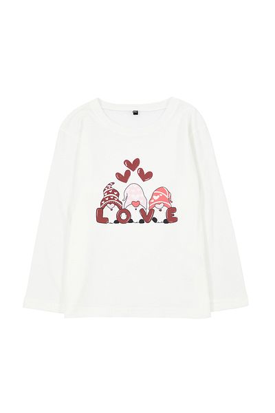 TRENDYOLKIDS Heart Patterned Ecru Girl's Cotton T-Shirt - Crew Neck Tkdaw25Ts00010