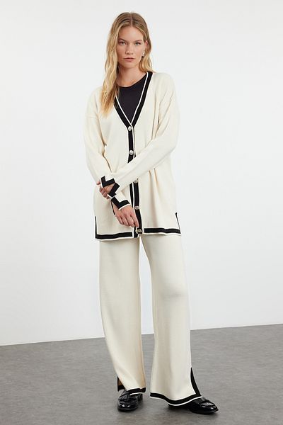 Trendyol Modest Stone Color Blocked Knitwear Cardigan and Trousers Set - TCTAW25US00019