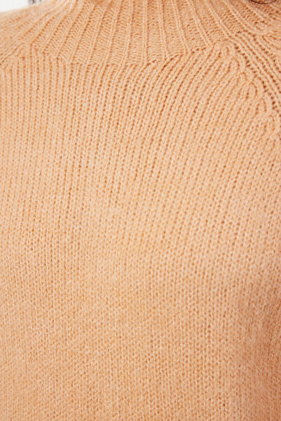Trendyol Collection Pulover din tricot moale, portocaliu, cu guler vertical - TWOAW25KZ00048