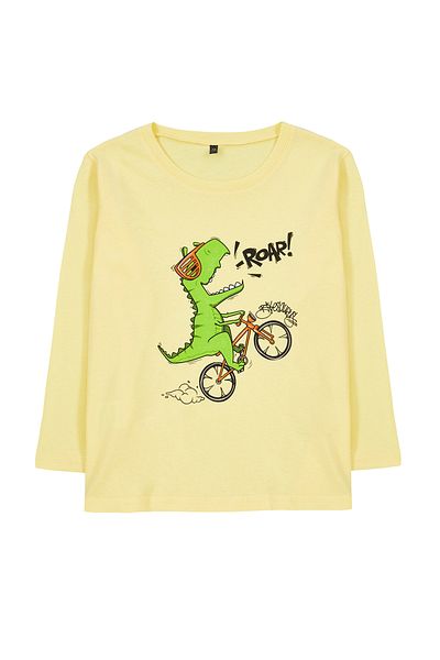TRENDYOLKIDS Jungen-T-Shirt aus Baumwolle mit Dinosaurier-Muster – Rundhalsausschnitt TKDAW25TS00009