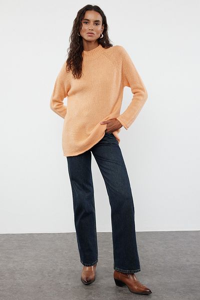 Trendyol Collection Stojánek s límečkem oranžový, bezešvý svetr z měkkého úpletu - Twoaw25Kz00048