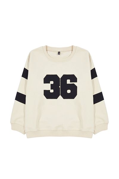 TRENDYOLKIDS Boy's Beige Seasonal Sweatshirt - Thin Color Block, Crew Neck Tkdaw25sw00005