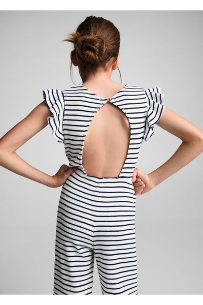 MANGO Kids Gestreifter Overall mit Rüschen