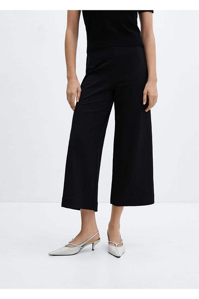MANGO Woman Elastic Waist Cropped Pants