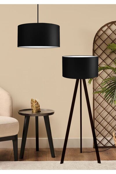 HOMİNG Siyah Renk Pratik Lambader Ve Sarkıt Avize Seti Ayd-2676