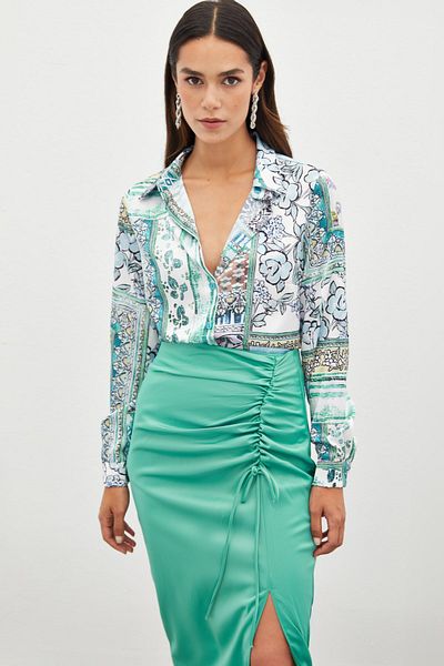 Sateen Cămașă cu model clasic MINT