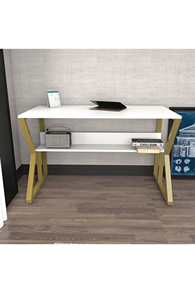 Decorotika DECOROTİKA WAKE ÇALIŞMA MASASI BEYAZ GOLD METAL