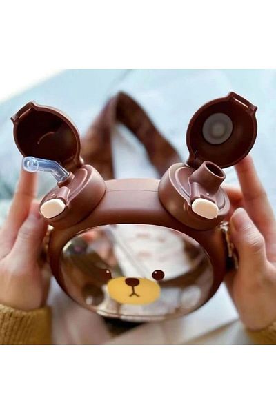 BLUE SİDE Cute Teddy Bear Sticker Patterned BPA FREE Water Bottle and Water Bottle Drip-Free Water Bottle and Water Bottle for Children