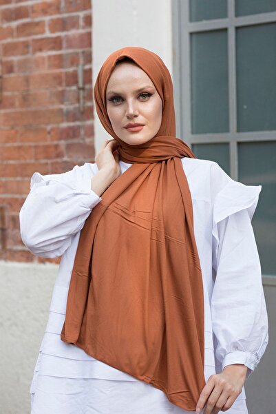 Stella Eşarp شال نسائي من القطن الممشط بلون الطوب