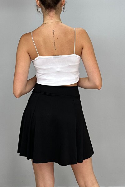 Tam Moda Fusta neagră evazată de damă