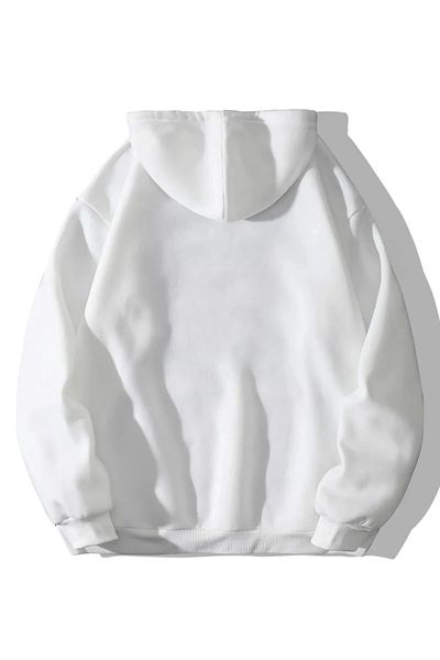 NO 601 Unisex White Happiest Hooded Sweatshirt