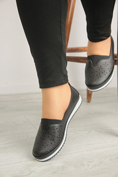 ASL SHOES STORE Ортопедични, лазерно отпечатани, черни перфорирани балетни па...