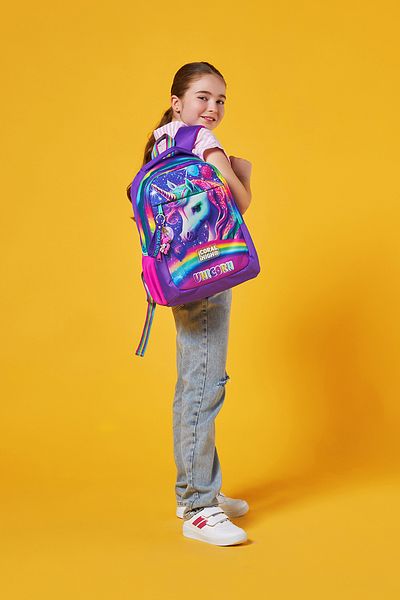 Coral High Rucsac de școală pentru copii cu model unicorn cu sclipici violet - trei compartimente 23663