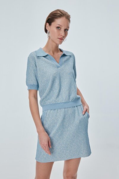 JOIN US Beli Lastikli Mavi Mini Etek