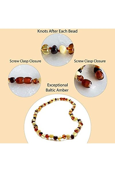 Amberistan Yetişkin Çok Renkli Kehribar Kolye - Sertifikalı, Orijinal 45cm - Yetişkin Baltık Kehribar Kolye