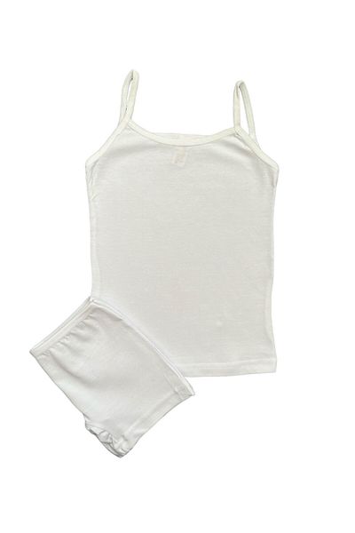 elmas kids Girl's Cotton Plain White Tank Top Boxer Set
