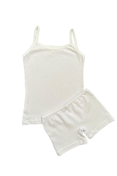 elmas kids Girl's Cotton Plain White Tank Top Boxer Set