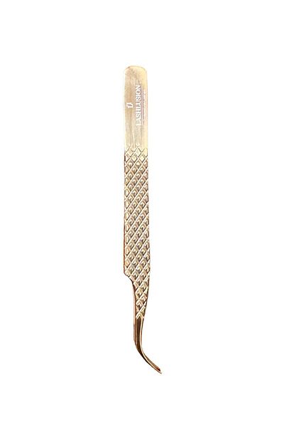 Lashlusion Gold Crow Nose Tweezers with Stainless Steel and Silk Eyelashes - Light Body Full Coverage Wolume