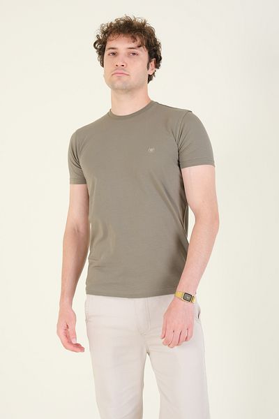 Giyim Dünyası Ανδρικό μπλουζάκι Khaki Basic - Crew Neck