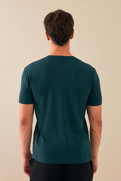 Escetic Πράσινο Slimfit Sports T-shirt - Αναπνεύσιμο, Βαμβακερό ύφασμα Modal, O-Neck T0083