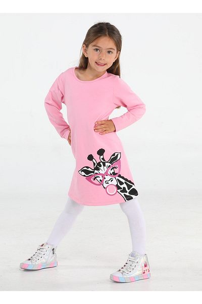 Casabony Rochie roz pentru fetiță Muzip Girafe - BN-044