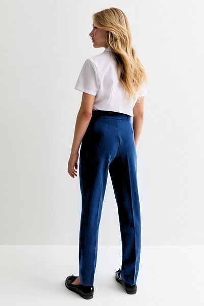 BayBayan Girl's Premium Navy Rib Casual Waisted Trousers - for College and School
