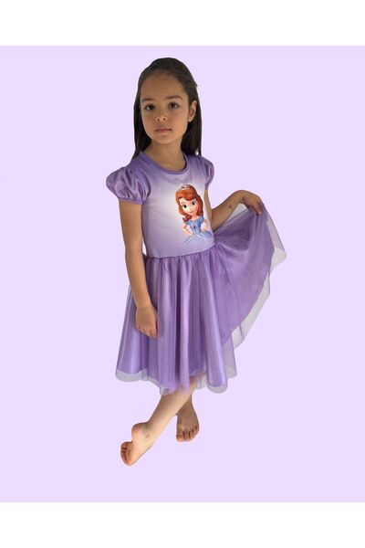 Moni Girl's Princess Sofia Printed / Tulle Kiloş Skirt / High Quality Summer Dress