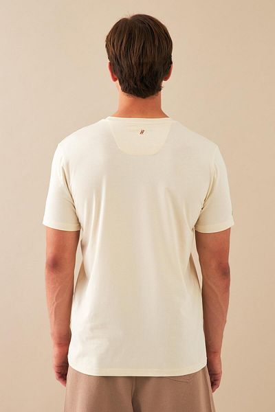 Escetic Ecru Slimfit Sports T-shirt - Αναπνεύσιμο, Βαμβακερό ύφασμα Modal, O-Neck T0083