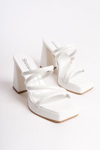 Shoesers White Patent Leather Platform Heeled Wedding Dress - Women's Special Design Wedding Shoes