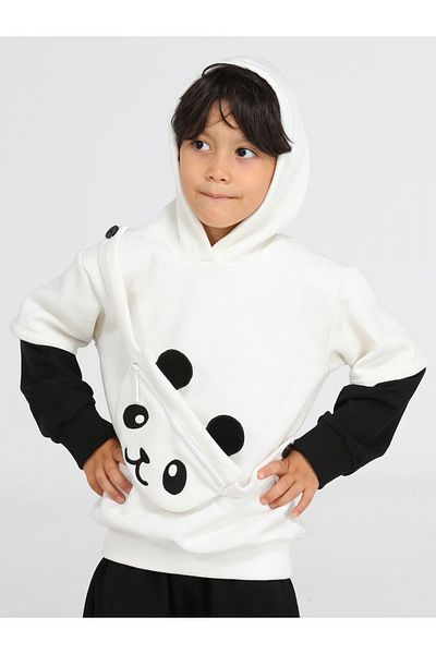 Casabony Hanorac crem unisex Panda cu geantă mobilă