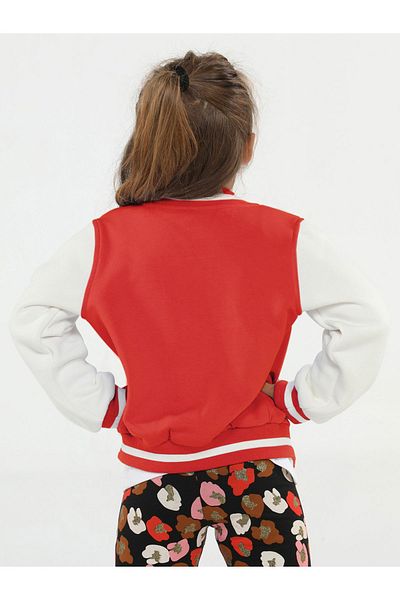 Casabony Red Embroidered College Jacket Size: 5 Years