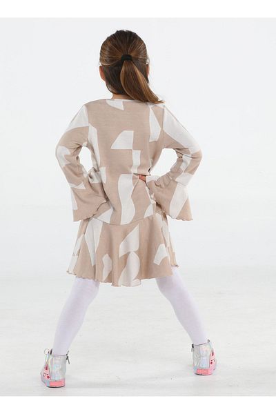 Casabony Children's Fashion Princess Beige Ruffle Girl's Dress Bn-035