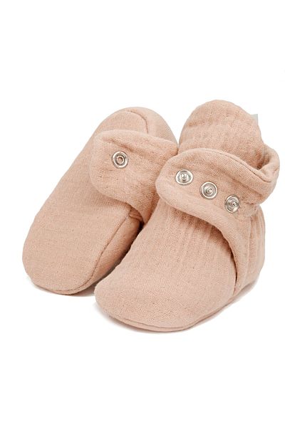 Ella Bonna Beige Colored Organic Cotton Muslin Baby Booties and Newborn Shoes