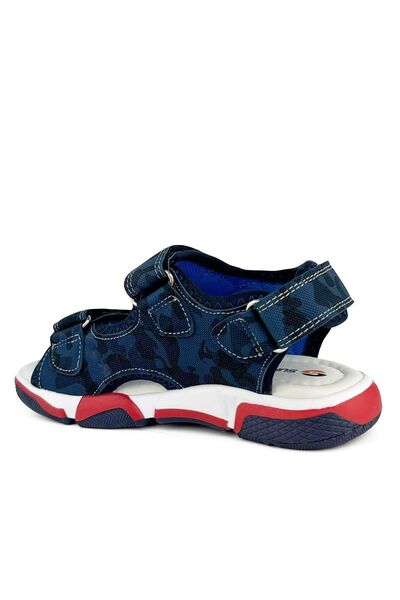 Cici Bebe Ayakkabı Navy Blue Genuine Leather Boys' Camouflage Sandals