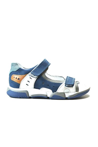 Onlo Ayakkabı Flag 791 - Sandale ortopedice albastre din piele naturală, velcro pentru băieți