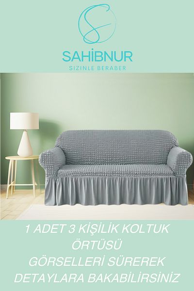 SAHİBNUR 3 Seater 1Pc Wrapped Sofa and Sofa Set - Elastic Cover with Skirt 180 X 230