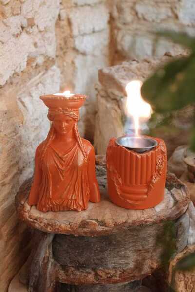 Decorative Karyadit Girl and Fire Pit Set Chimneyless Fireplace with Gift Orange