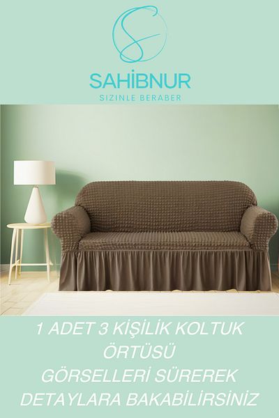 SAHİBNUR Комплект дивани Bürümcük за 3 души - еластичен и с подплънки, 180x230 см, калъф за диван