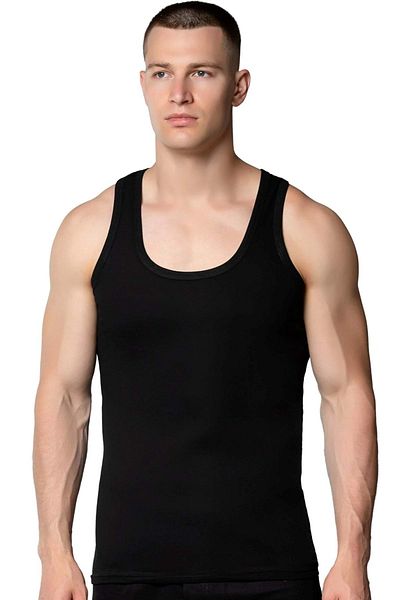 SEDEF YILDIZ Black Combed Men's Undershirt