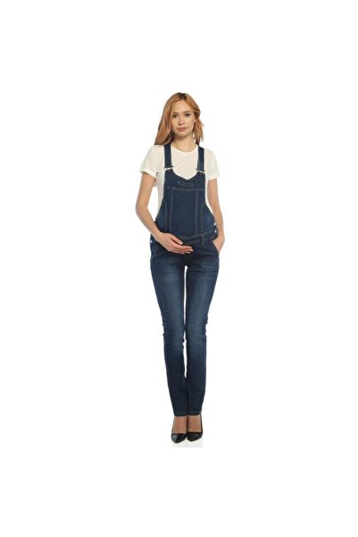 MİMBA Kadın Lacivert Boru Paça Hamile Tulum