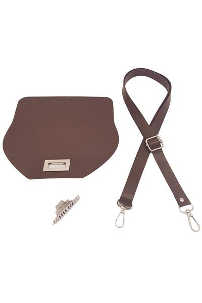 angel çanta aksesuar Σετ τσάντα από συνθετικό δέρμα 21x19 cm με κάλυμμα και προσαρμογή - Σκούρο καφέ και ασημί Met